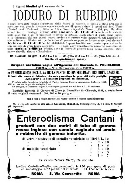 Supplemento al policlinico periodico di medicina, chirurgia ed igiene