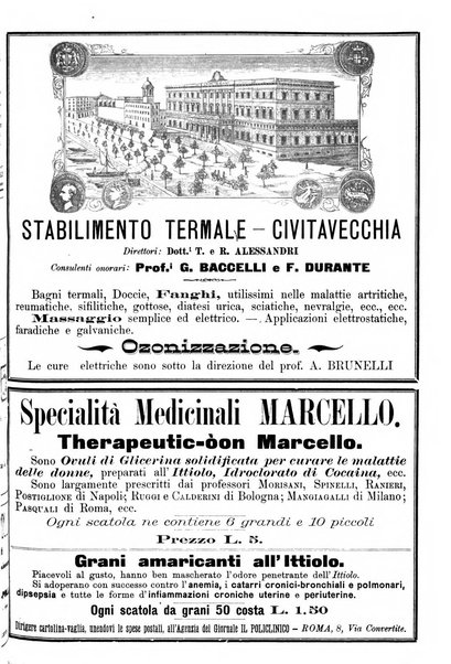 Supplemento al policlinico periodico di medicina, chirurgia ed igiene