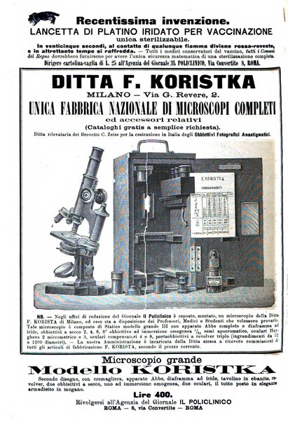 Supplemento al policlinico periodico di medicina, chirurgia ed igiene