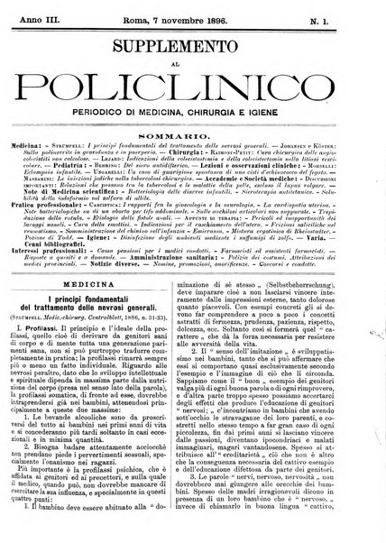 Supplemento al policlinico periodico di medicina, chirurgia ed igiene