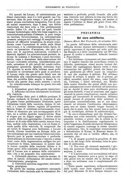 Supplemento al policlinico periodico di medicina, chirurgia ed igiene