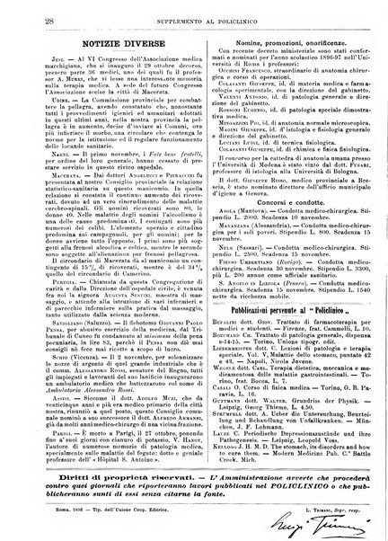 Supplemento al policlinico periodico di medicina, chirurgia ed igiene