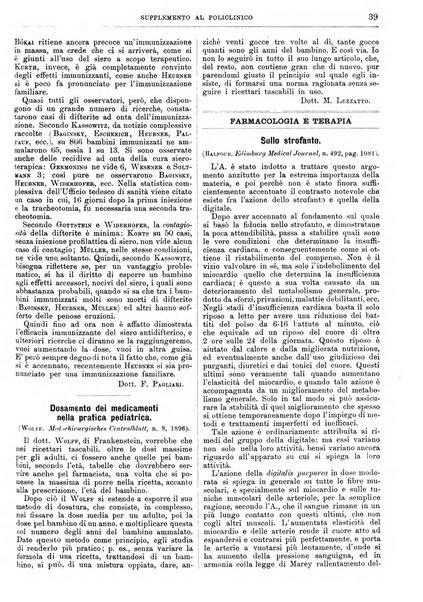 Supplemento al policlinico periodico di medicina, chirurgia ed igiene