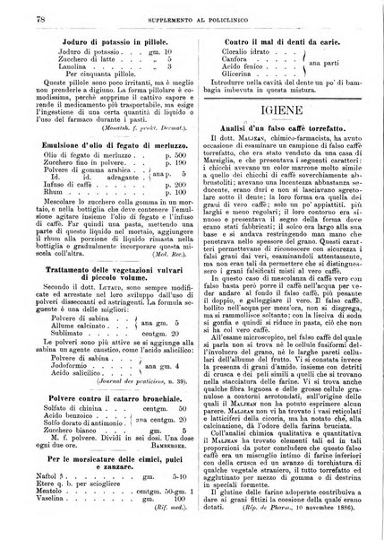 Supplemento al policlinico periodico di medicina, chirurgia ed igiene