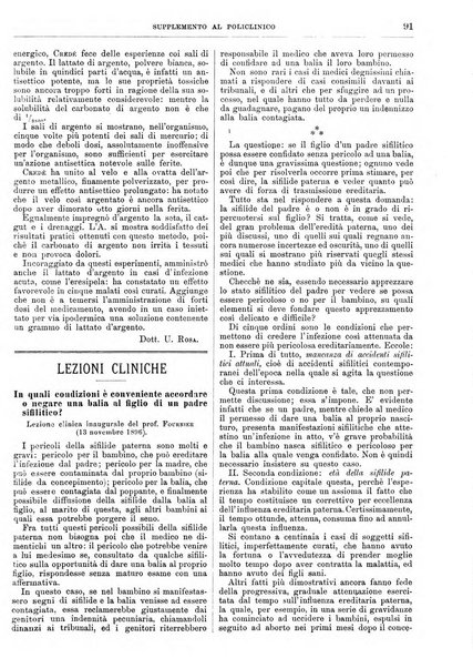 Supplemento al policlinico periodico di medicina, chirurgia ed igiene