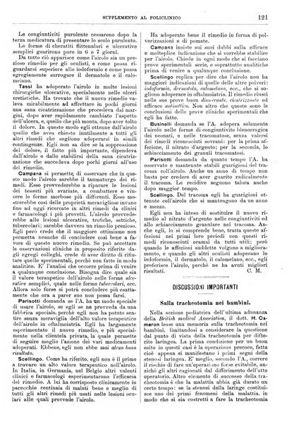 Supplemento al policlinico periodico di medicina, chirurgia ed igiene