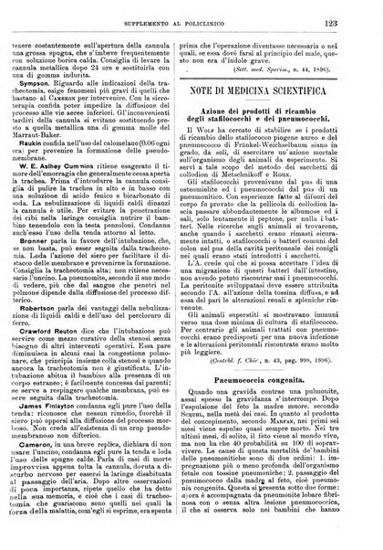 Supplemento al policlinico periodico di medicina, chirurgia ed igiene