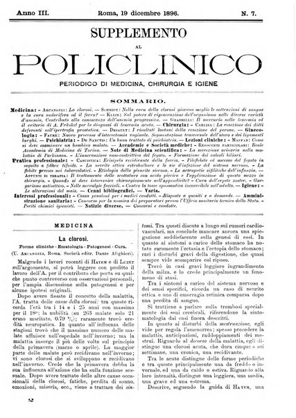 Supplemento al policlinico periodico di medicina, chirurgia ed igiene