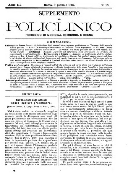 Supplemento al policlinico periodico di medicina, chirurgia ed igiene