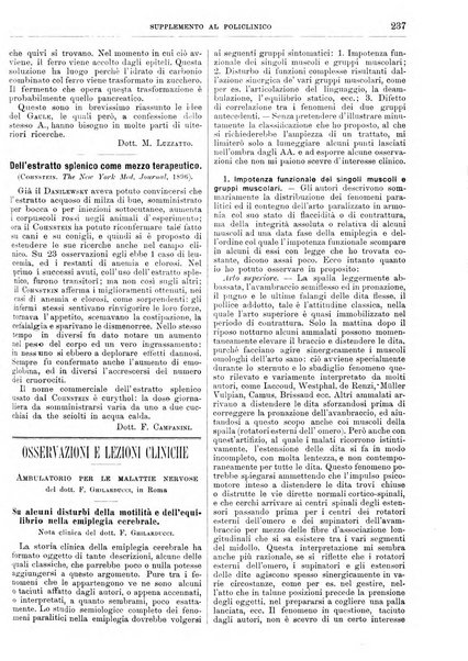 Supplemento al policlinico periodico di medicina, chirurgia ed igiene