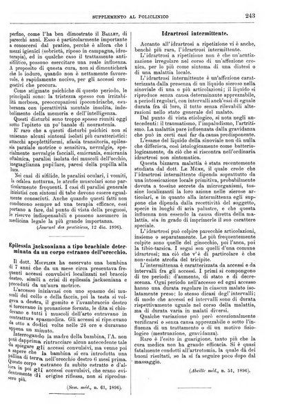 Supplemento al policlinico periodico di medicina, chirurgia ed igiene