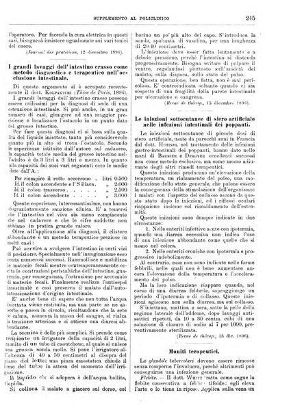 Supplemento al policlinico periodico di medicina, chirurgia ed igiene