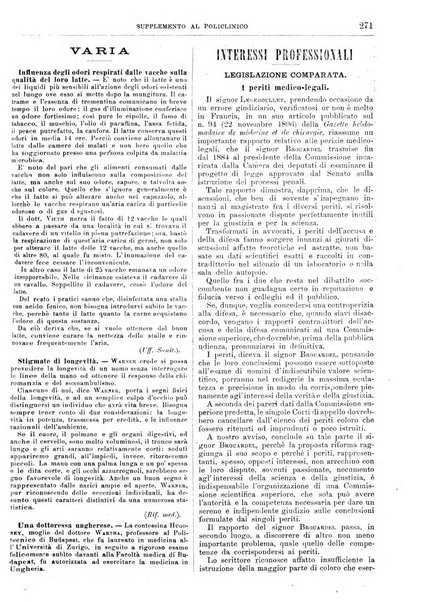 Supplemento al policlinico periodico di medicina, chirurgia ed igiene