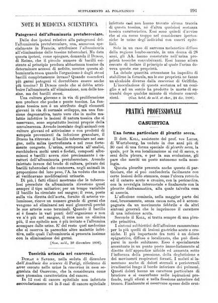 Supplemento al policlinico periodico di medicina, chirurgia ed igiene