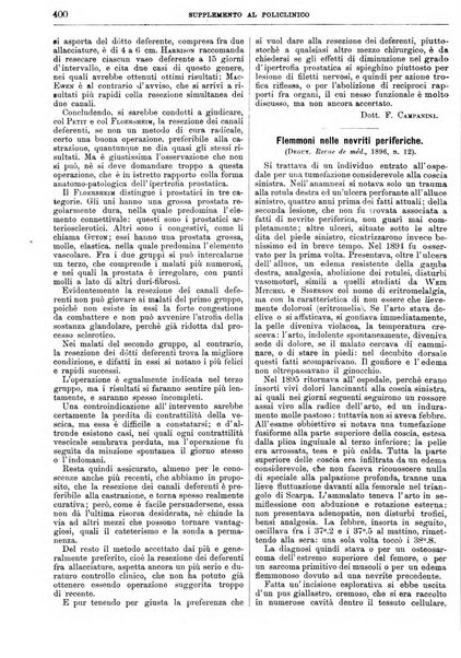 Supplemento al policlinico periodico di medicina, chirurgia ed igiene