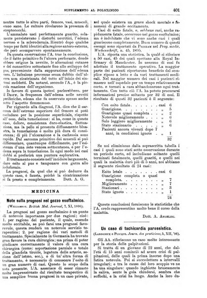 Supplemento al policlinico periodico di medicina, chirurgia ed igiene