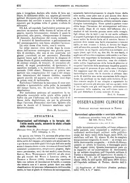 Supplemento al policlinico periodico di medicina, chirurgia ed igiene