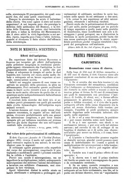 Supplemento al policlinico periodico di medicina, chirurgia ed igiene