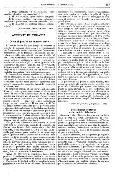 Supplemento al policlinico periodico di medicina, chirurgia ed igiene