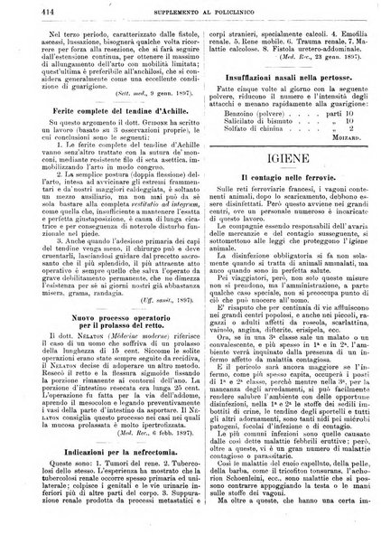 Supplemento al policlinico periodico di medicina, chirurgia ed igiene