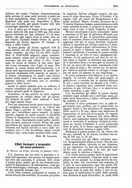 Supplemento al policlinico periodico di medicina, chirurgia ed igiene