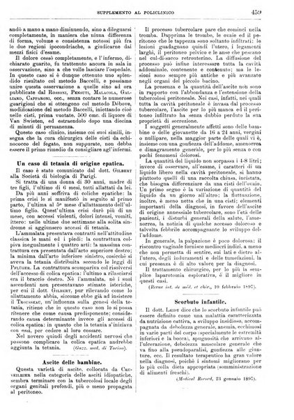 Supplemento al policlinico periodico di medicina, chirurgia ed igiene