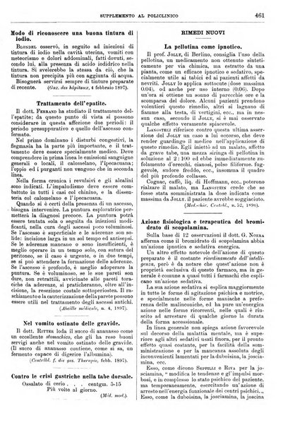 Supplemento al policlinico periodico di medicina, chirurgia ed igiene