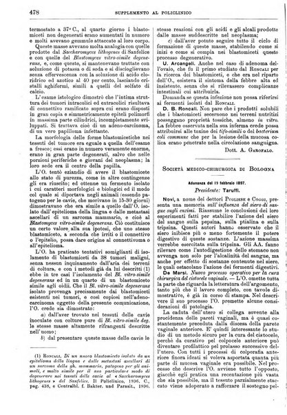 Supplemento al policlinico periodico di medicina, chirurgia ed igiene