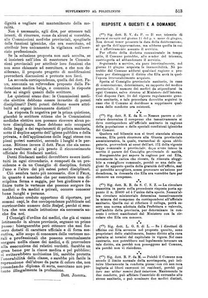 Supplemento al policlinico periodico di medicina, chirurgia ed igiene