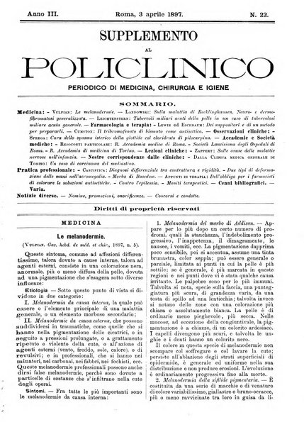 Supplemento al policlinico periodico di medicina, chirurgia ed igiene