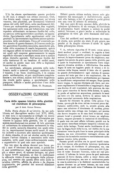 Supplemento al policlinico periodico di medicina, chirurgia ed igiene