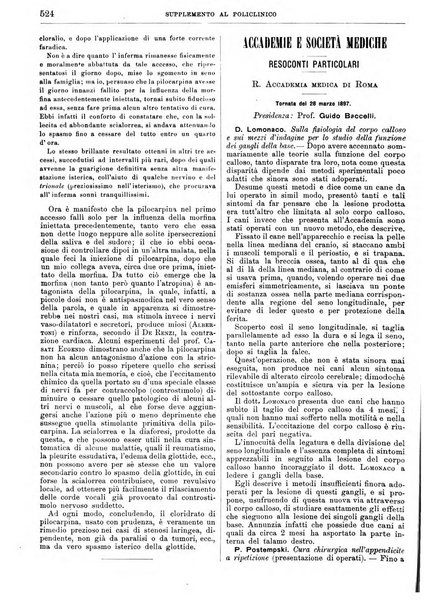 Supplemento al policlinico periodico di medicina, chirurgia ed igiene