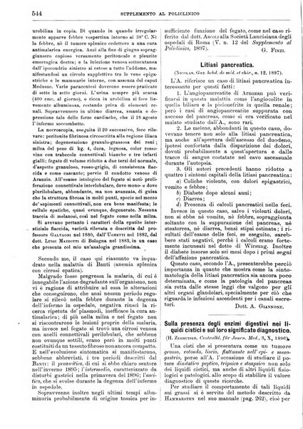 Supplemento al policlinico periodico di medicina, chirurgia ed igiene