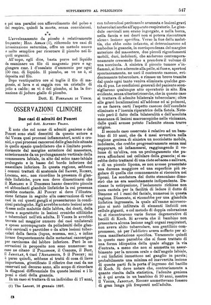 Supplemento al policlinico periodico di medicina, chirurgia ed igiene