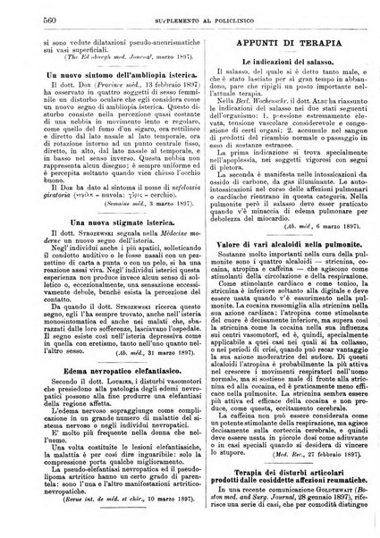 Supplemento al policlinico periodico di medicina, chirurgia ed igiene