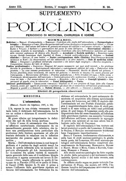 Supplemento al policlinico periodico di medicina, chirurgia ed igiene