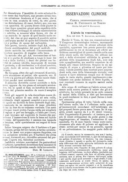 Supplemento al policlinico periodico di medicina, chirurgia ed igiene