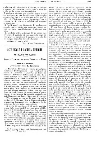 Supplemento al policlinico periodico di medicina, chirurgia ed igiene