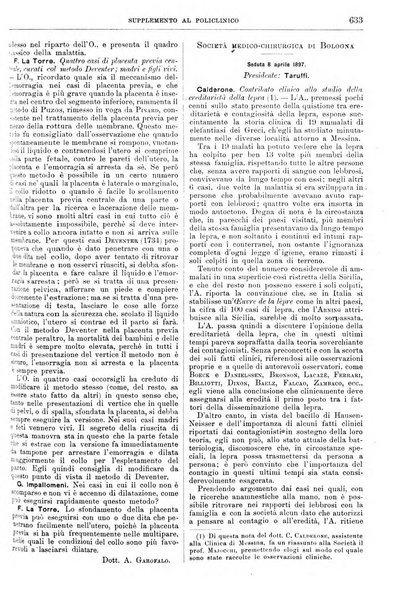 Supplemento al policlinico periodico di medicina, chirurgia ed igiene