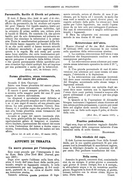 Supplemento al policlinico periodico di medicina, chirurgia ed igiene