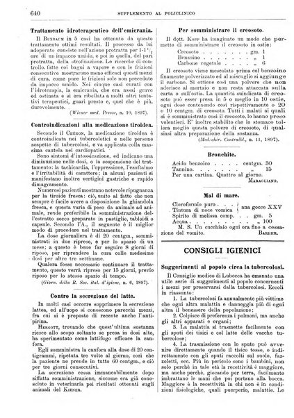 Supplemento al policlinico periodico di medicina, chirurgia ed igiene