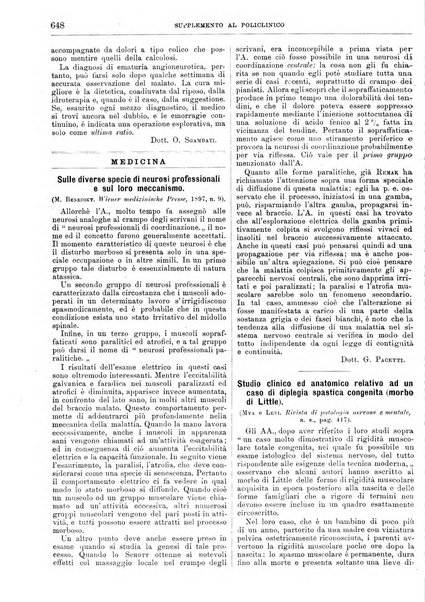 Supplemento al policlinico periodico di medicina, chirurgia ed igiene