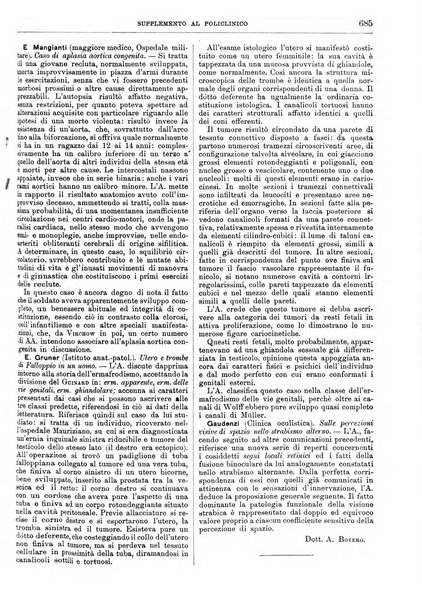 Supplemento al policlinico periodico di medicina, chirurgia ed igiene