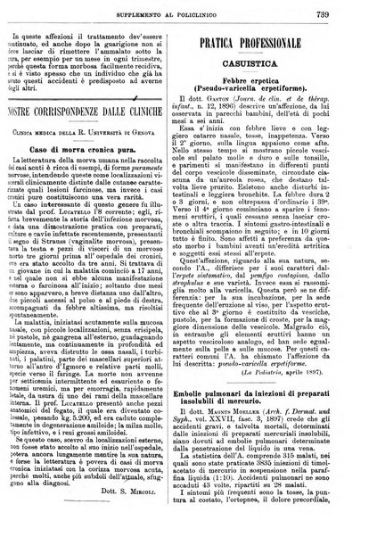 Supplemento al policlinico periodico di medicina, chirurgia ed igiene