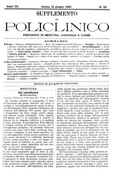 Supplemento al policlinico periodico di medicina, chirurgia ed igiene