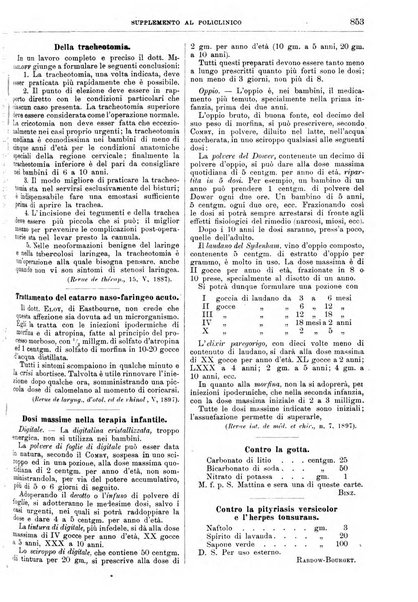 Supplemento al policlinico periodico di medicina, chirurgia ed igiene