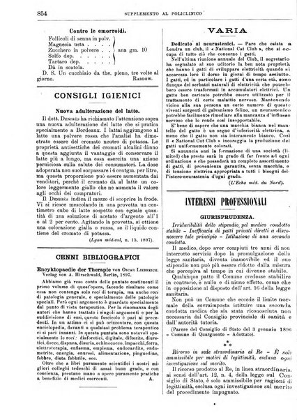 Supplemento al policlinico periodico di medicina, chirurgia ed igiene