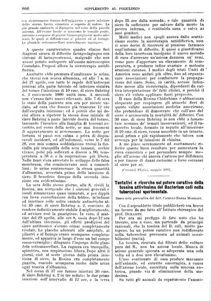 Supplemento al policlinico periodico di medicina, chirurgia ed igiene