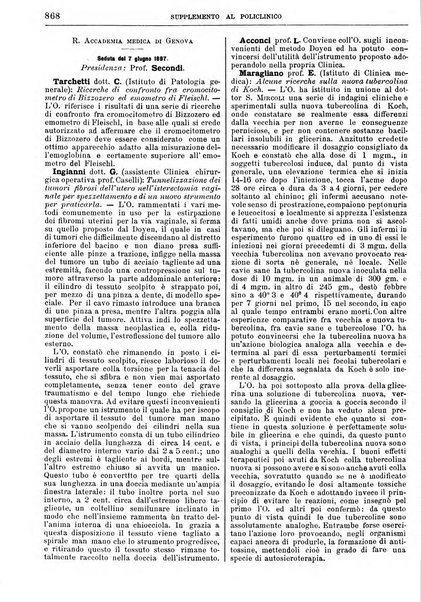 Supplemento al policlinico periodico di medicina, chirurgia ed igiene