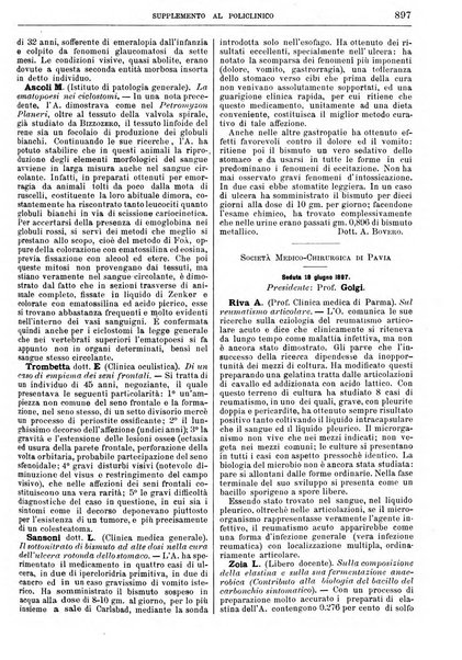 Supplemento al policlinico periodico di medicina, chirurgia ed igiene